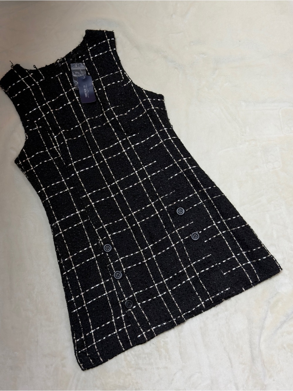 Forever 21 Black & White Windowpane Tweed Dress
